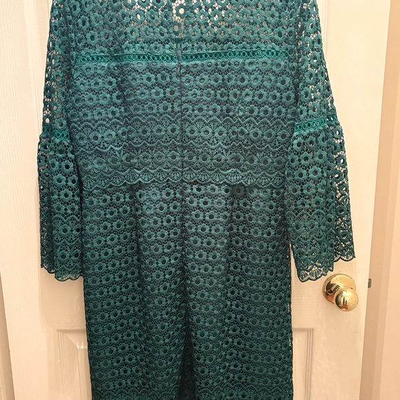 J. Crew Blue Sheath Dress with Off the Shoulder Bell Sleeves - Picture 2 of 3